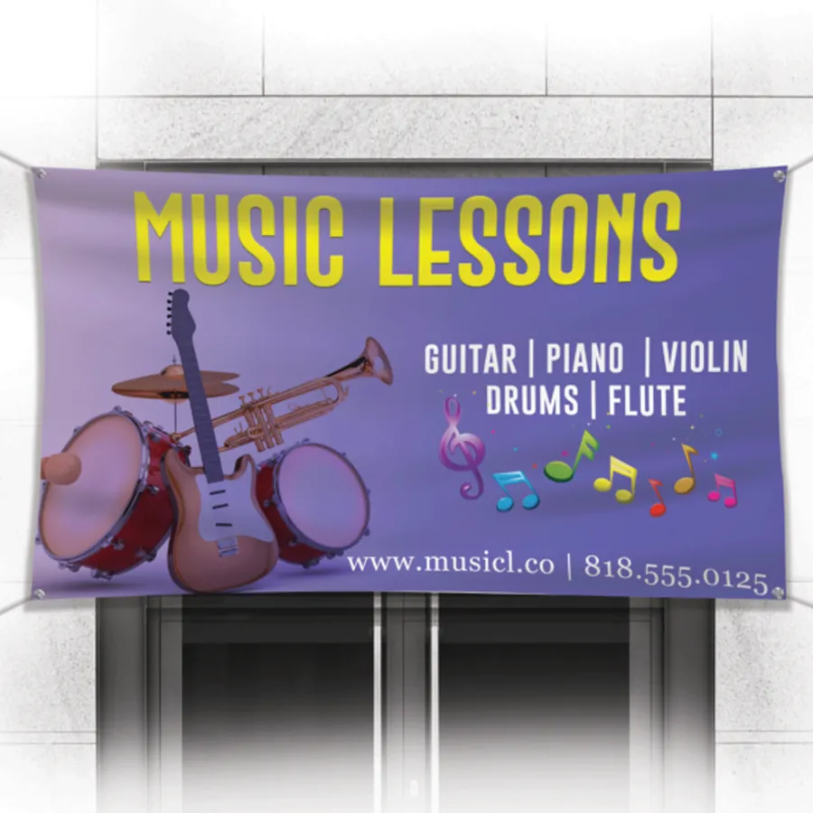Full-color banner advertising music lessons
