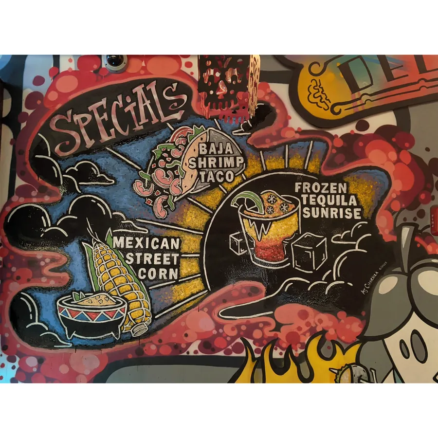 Hand-drawn chalkboard listing restaurant specials