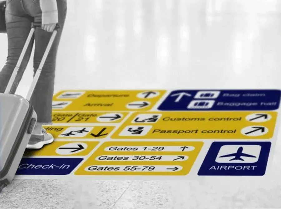 Airport wayfinding floor graphics
