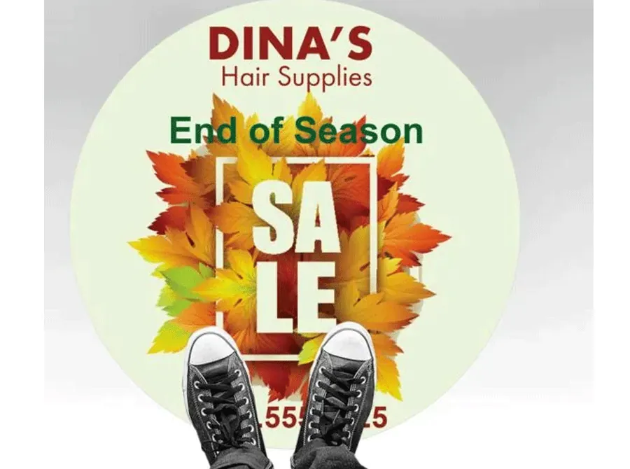 Round end-of-season sale floor graphic